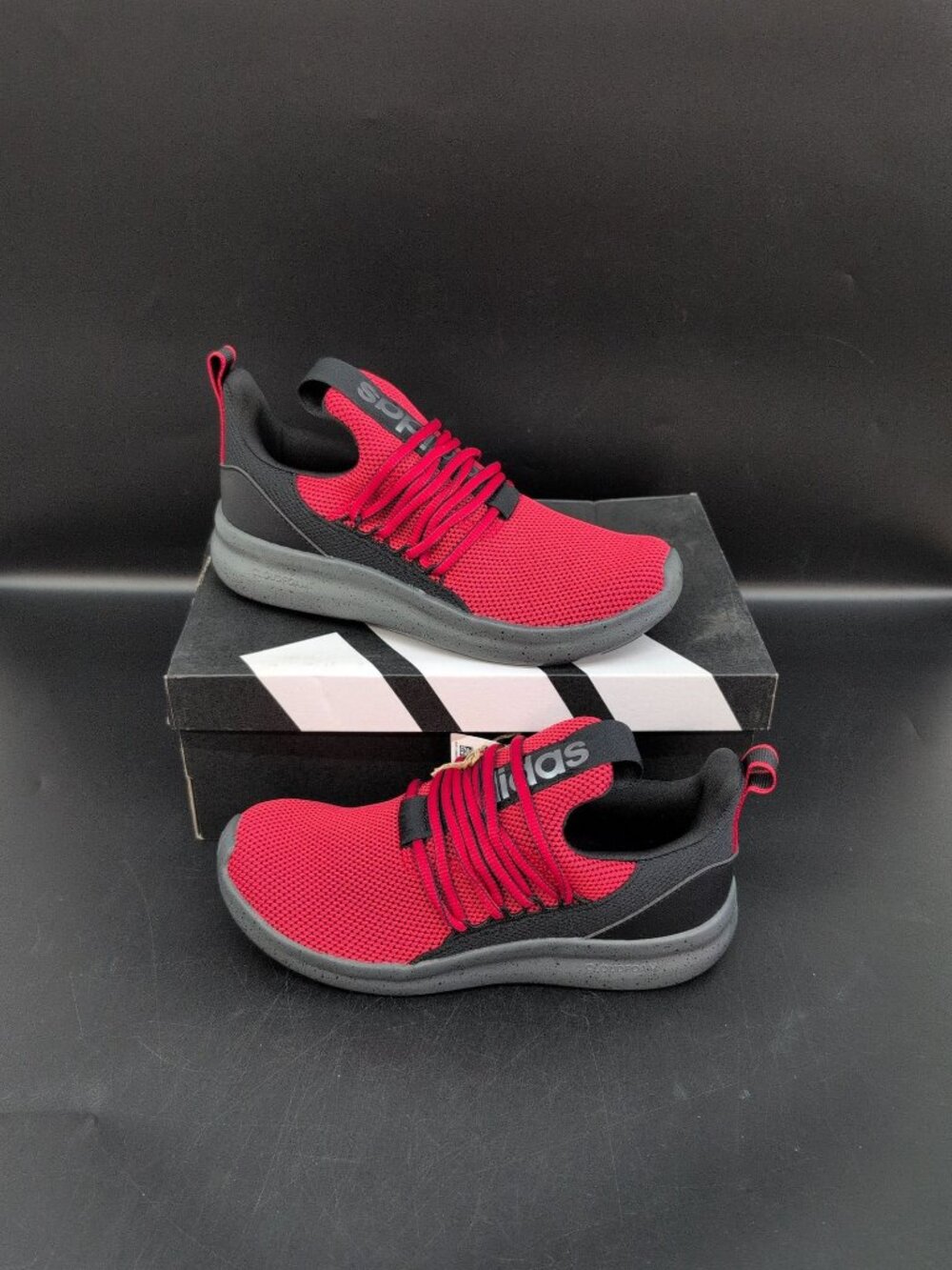 Adidas Lite Racer Adapt 7.0 Slip On Sneakers Kids US 6 Red Black IH5657